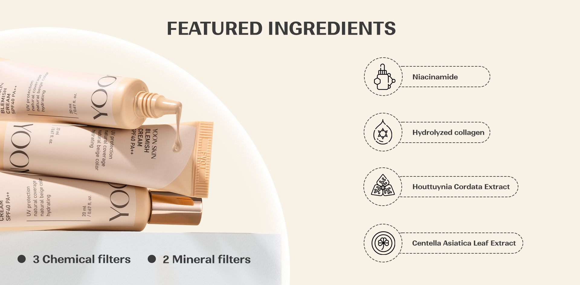 Yoon Skin Blemish Cream SPF40 PA++ (20ml)(Expired Date-2028.10.27)