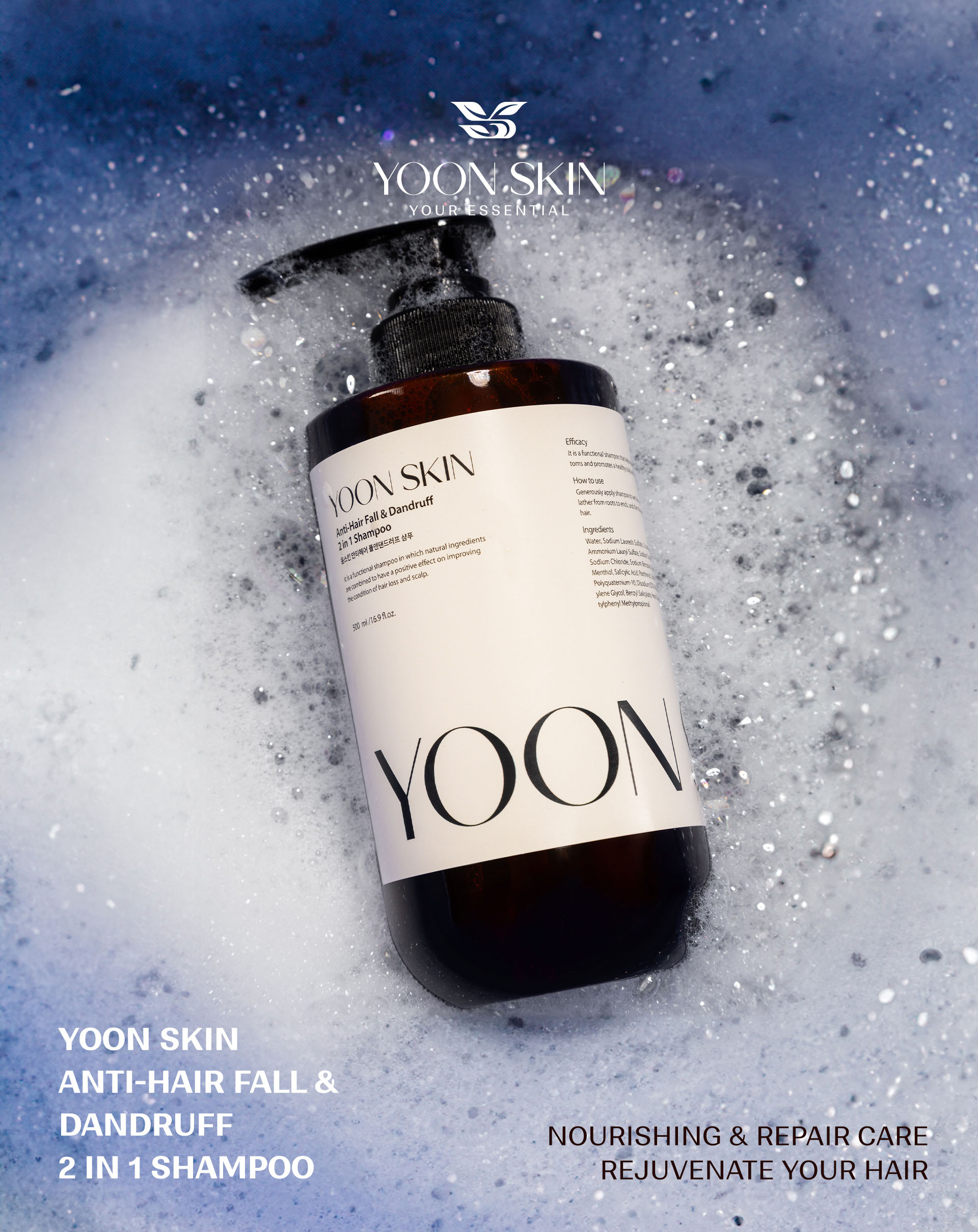 Yoon Skin Anti-Hair Fall & Dandruff 2 in 1 Shampoo 500ml (Exp - 2028.6.15)